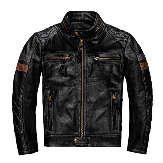 First Layer Cowhide Leather Coat
