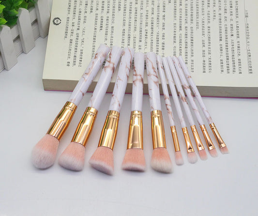 Marbled Design Makeup Brushes | Set of 15