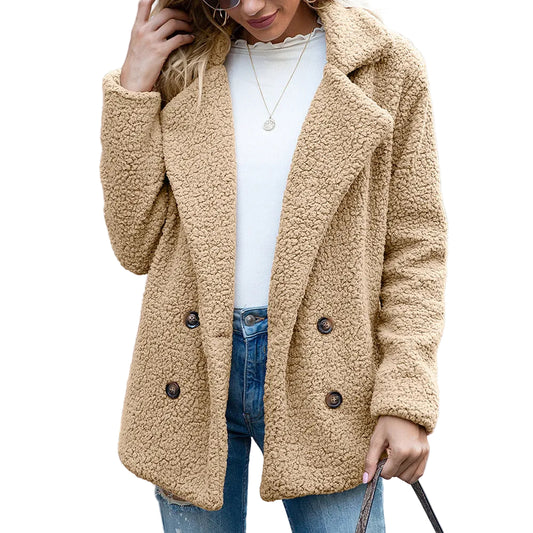 Loose Lapel Fluffy Coat