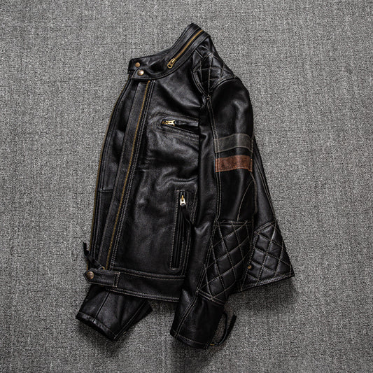 First Layer Cowhide Leather Coat