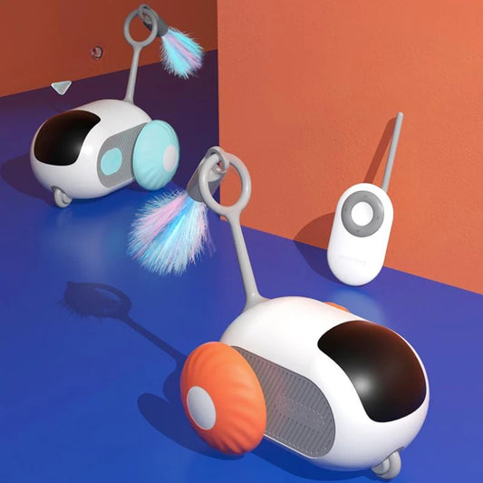 Remote Control Smart Cat Car Toy — Automatic Self-Moving, Obstacle-Avoiding Interactive Toy with USB Charging & Replacement Head