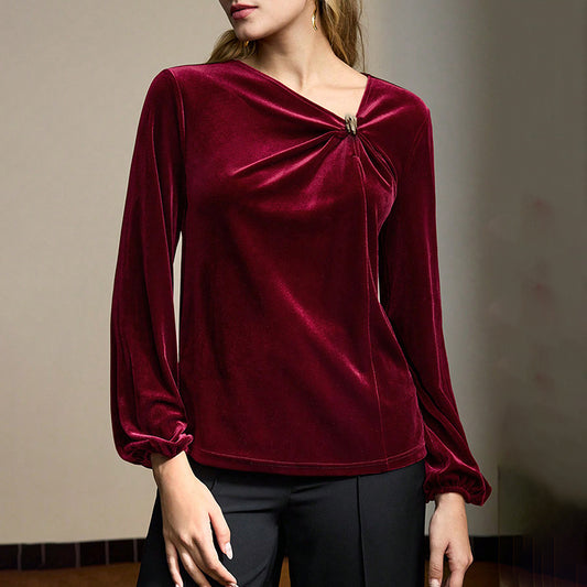 Velvet Twist Knot Blouse