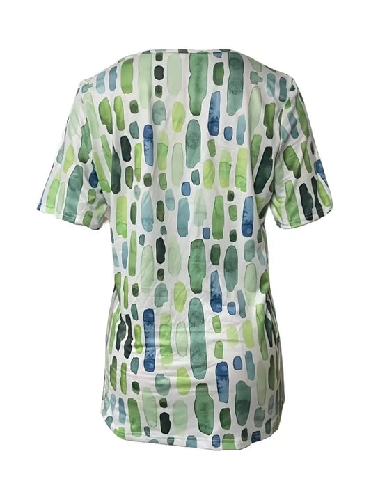Summer V-Neck Printed Top