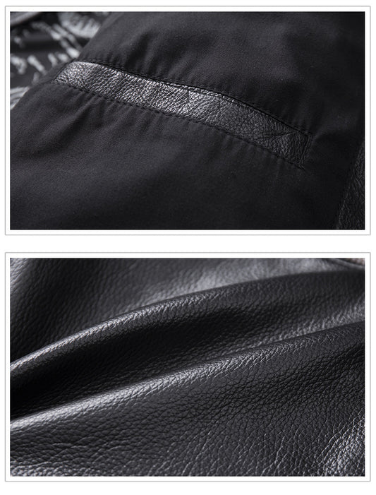 Stand Collar Leather Jacket