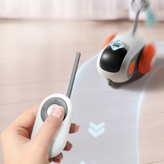 Remote Control Smart Cat Car Toy — Automatic Self-Moving, Obstacle-Avoiding Interactive Toy with USB Charging & Replacement Head