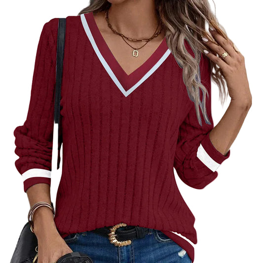 V-Neck Color-Block Top
