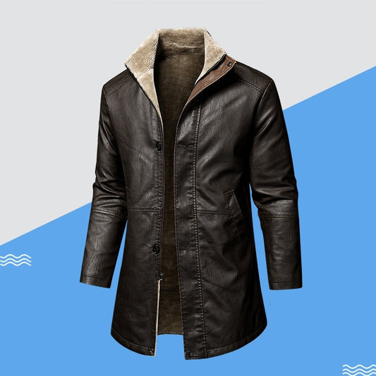 Leather Extended Plus Size PU Leather Coat