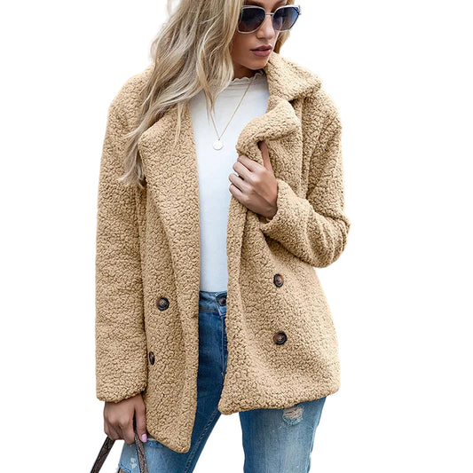 Loose Lapel Fluffy Coat