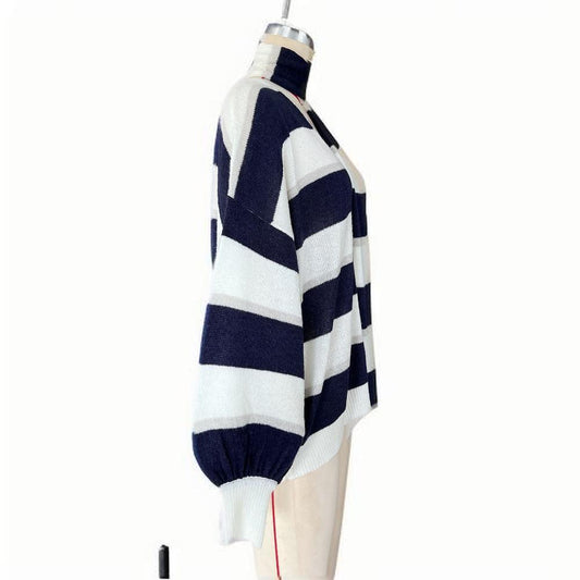 V Neck Open Front Button Up  Loose Coats