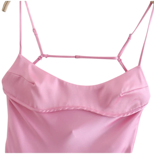Juno Satin Slip Maxi Dress With Cutout Detail in Pink
