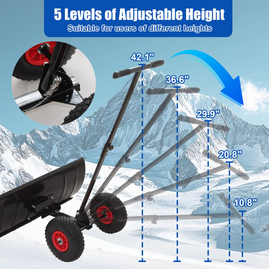 High Metal Snowplow Features Two Wheels