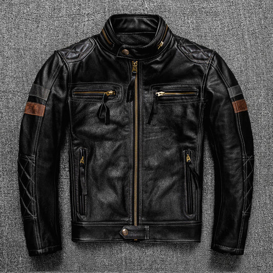 First Layer Cowhide Leather Coat