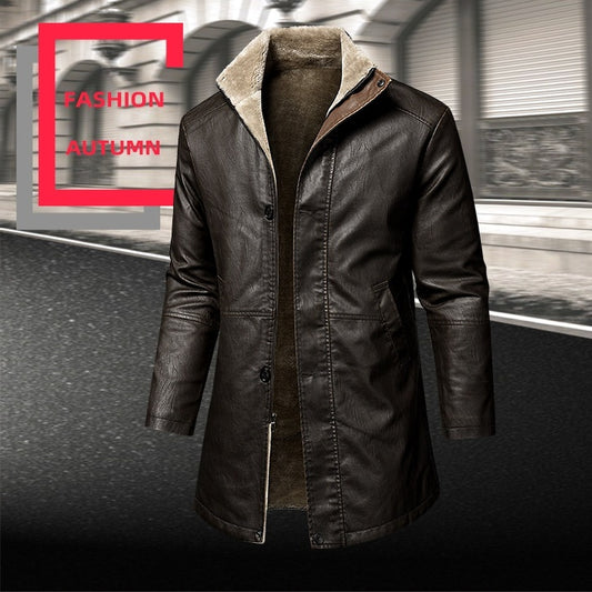 Leather Extended Plus Size PU Leather Coat