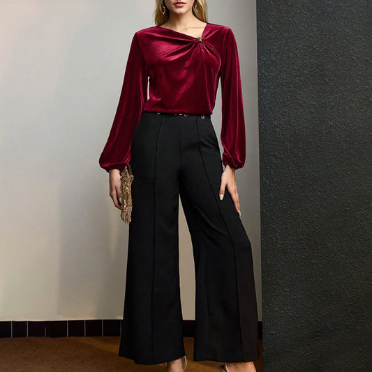 Velvet Twist Knot Blouse