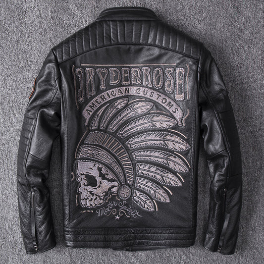 Stand Collar Leather Jacket
