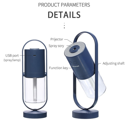 Magic Shadow™ USB Air Humidifier with Projection Night Light – Portable Quiet Mist Diffuser for Home, Bedroom, Office & Car