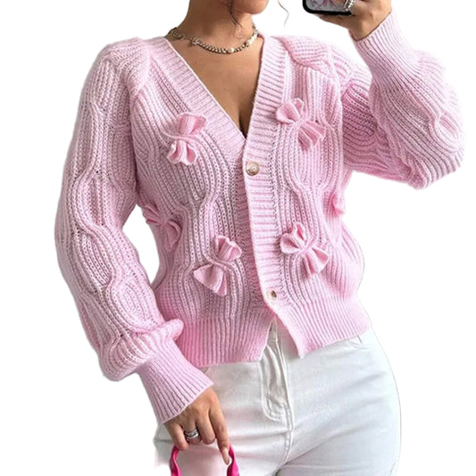 Women's Bow Cropped Cardigan