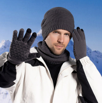 Winter Fleece-lined Warm Hat, Scarf & Gloves Set