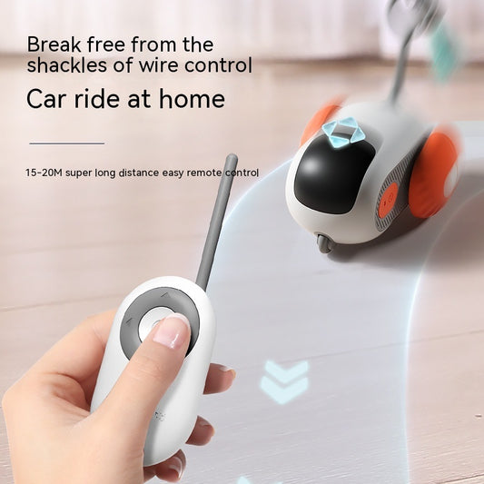 Remote Control Smart Cat Car Toy — Automatic Self-Moving, Obstacle-Avoiding Interactive Toy with USB Charging & Replacement Head