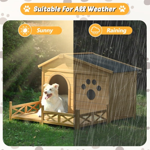 48 Wooden Dog House Outdoor With Porch