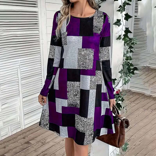 Digital Print Elegant Spring & Fall Dress